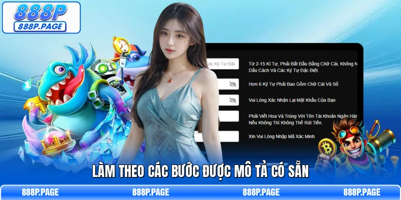 Làm theo các bước được mô tả có sẵn